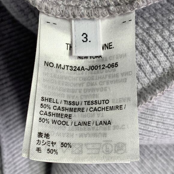 THOM BROWNE Size XL Grey Cream Cashmere Wool Waffle Hoodie Casual Top - Picture 7 of 9